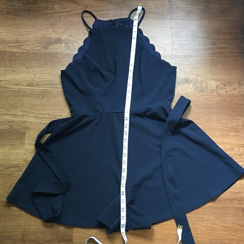 Women’s Navy Scallop Halter Romper - Picture 2 of 6